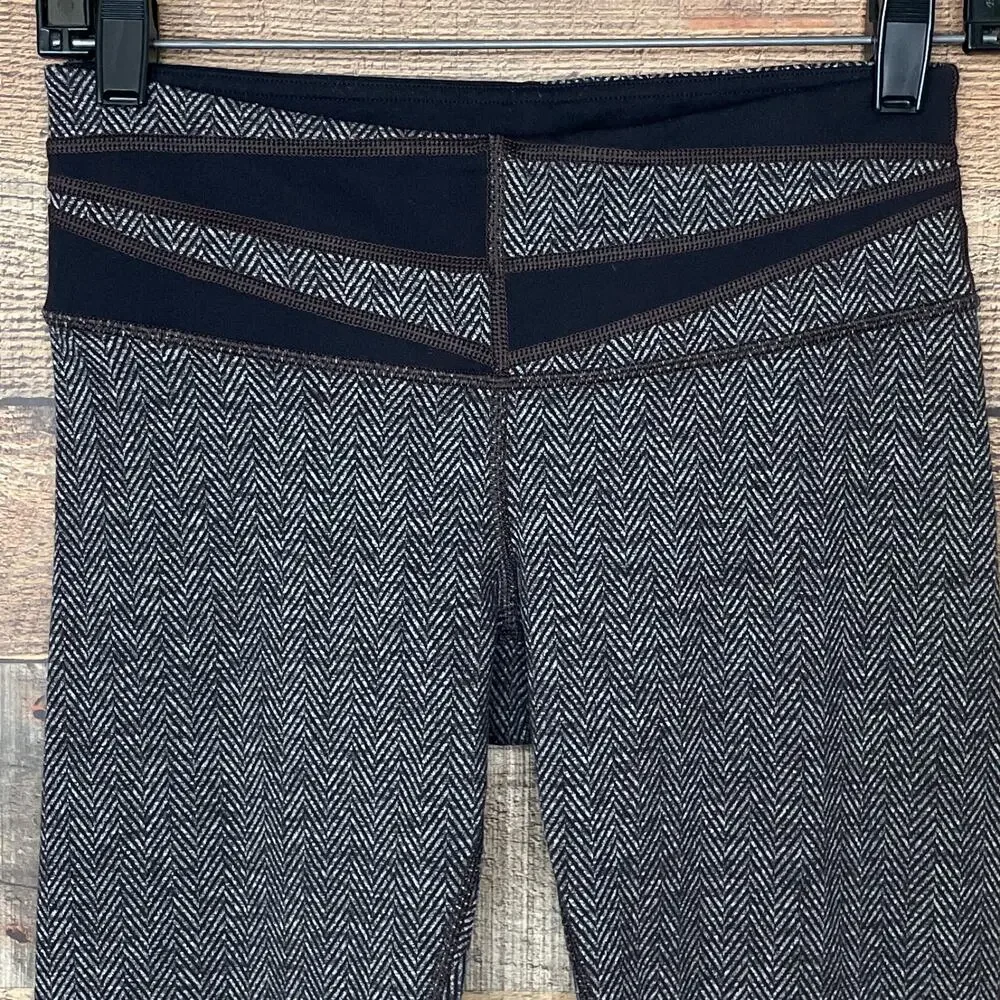 Lululemon Wunder Under Pant Leggings Giant Herringbone Black Gray Size 6